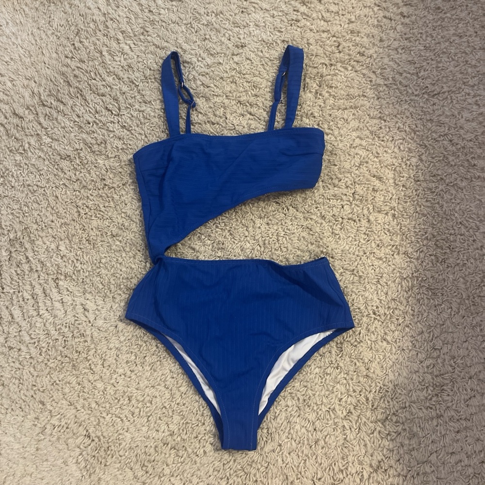 Blue One Piece Cut Out Swimsuit